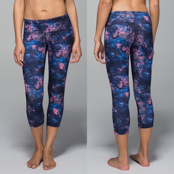 lululemon athletica Pants - Lululemon Wunder Under Crop II Full-On Luon Moody Mirage Bark Berry Deep Navy 6
